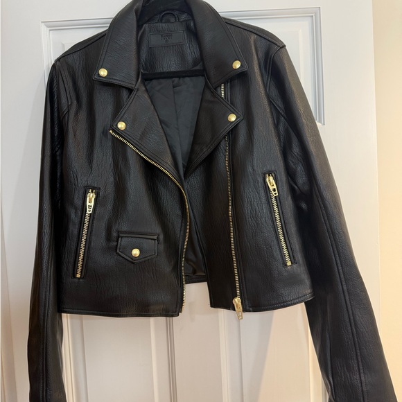 Blank NYC Jackets & Blazers - Blank NYC Black Moto Jacket with Gold Accents